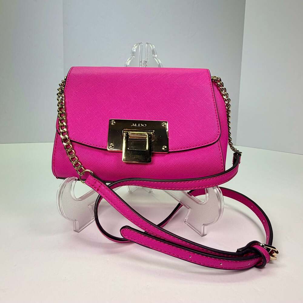 ALDO Rotella Hot Pink Saffiano Crossbody Bag with Gold Hardware